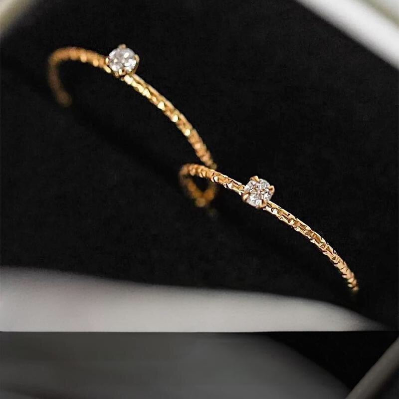 Pure 18K Gold Sparkling Ultra-Thin Diamond Ring