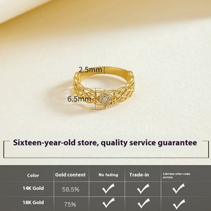 Pure 18K Jinrege Light Luxury Wide Version Fashion Ring